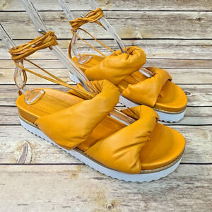 Free People Orange Vicenza Puffy Platform Strappy Sandals Size 11